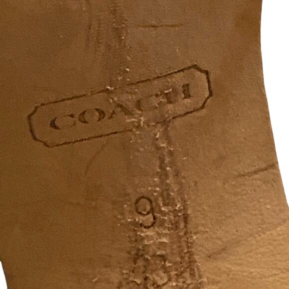 Coach (Style Q1293) Billee Golden Studded Peep Toe 4" Heels Size 9B in Brown - Picture 5 of 15